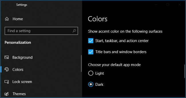 تفعيل الوضع المظلم في ويندوز 10