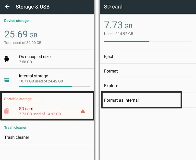 تحويل الذاكرة الخارجية إلى داخلية