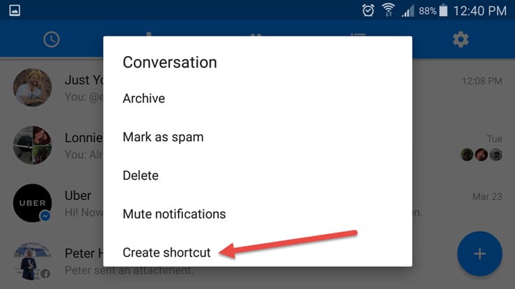 اختصار فيسبوك ماسنجر 