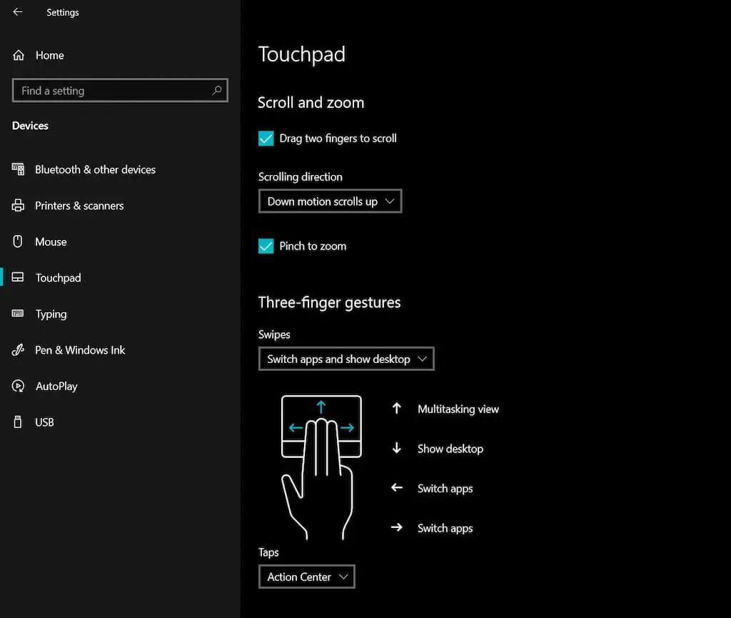 إعدادات لوحة اللمس تاتش باد