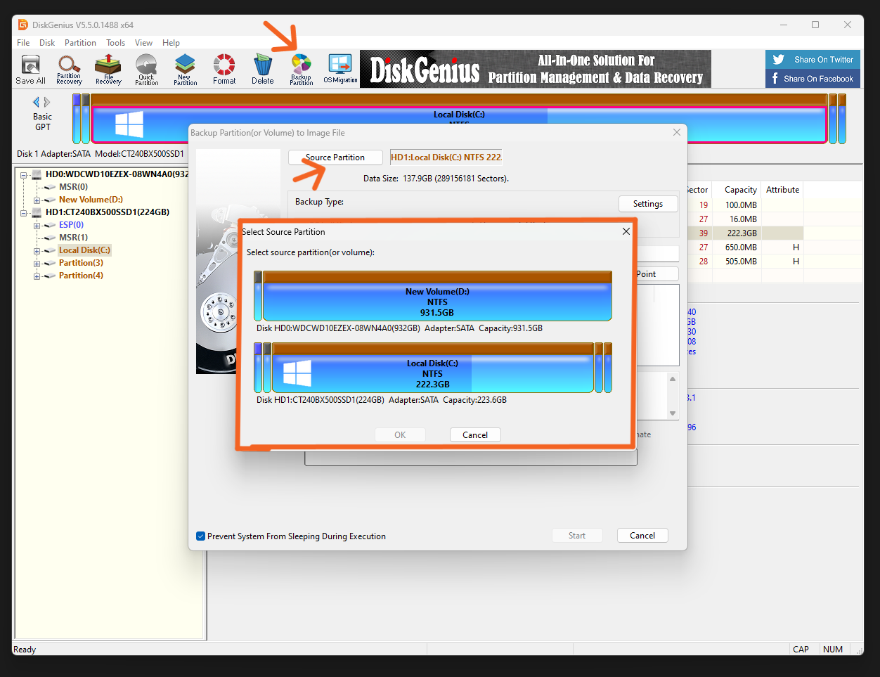 أخذ نسخة احتياطية من البيانات - Backup Partition