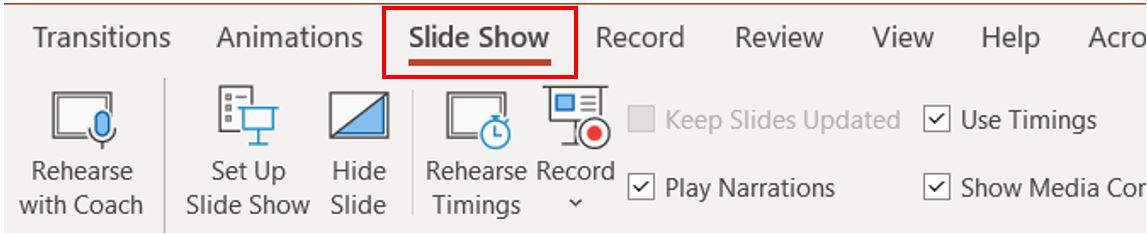 الحيار "إعداد عرض الشرائح (Set Up Slide Show)" من خدع البوربوينت
