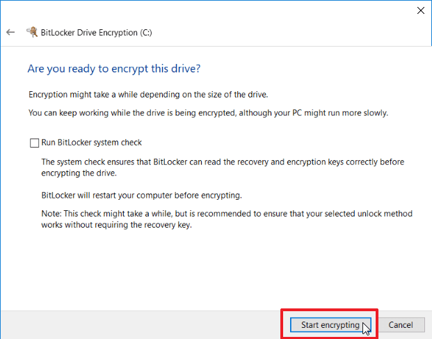 تشفير ملفات ويندوز 10 bitlocker
