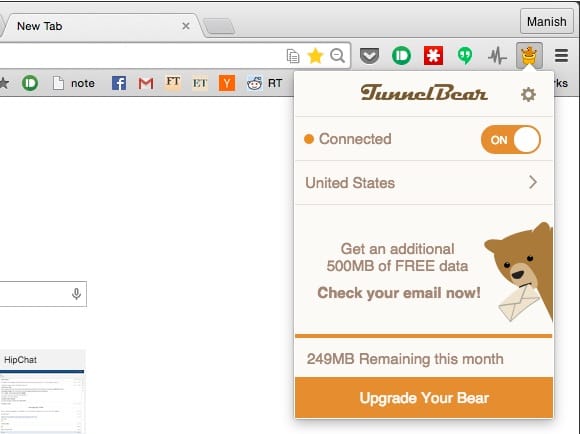 اضافات vpn جوجل كروم TunnelBear 