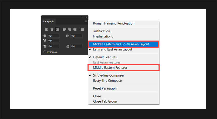 تفعيل الكتابة بالعربية في الفوتوشوب