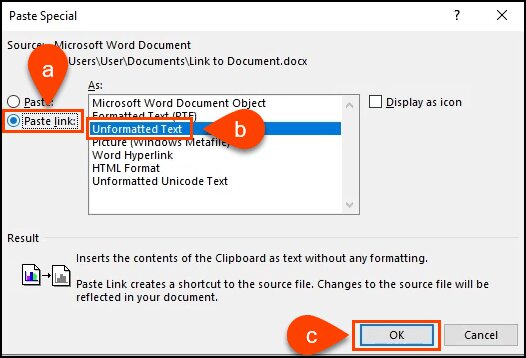 خاصية Link to Document