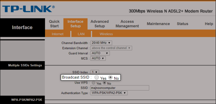 اخفاء شبكة الواي فاي