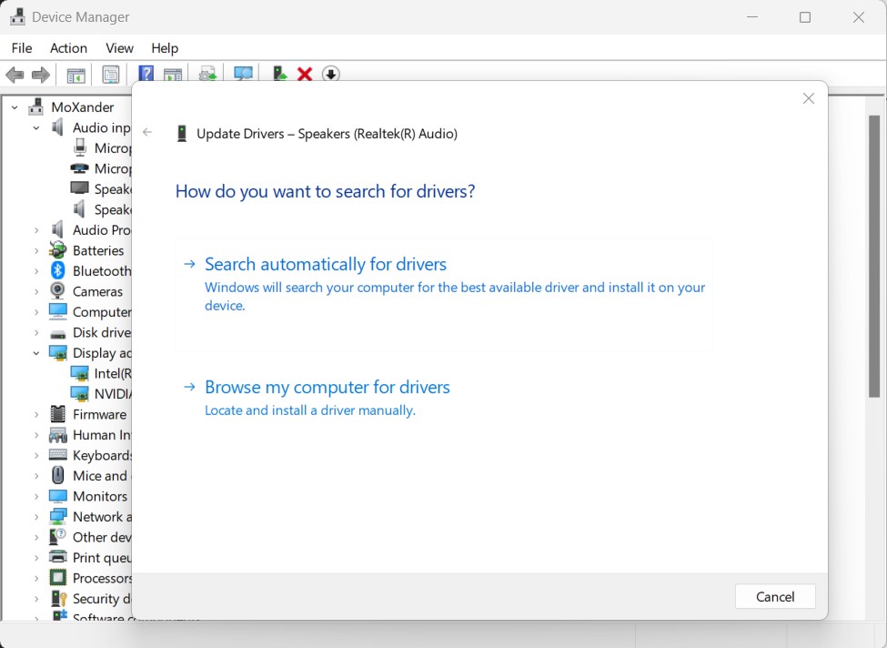 تعريف التحديثات يدوياً Device Manager windows