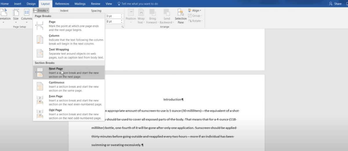 إضافة ترقيم الصفحات بداية من صفحة معينة وورد