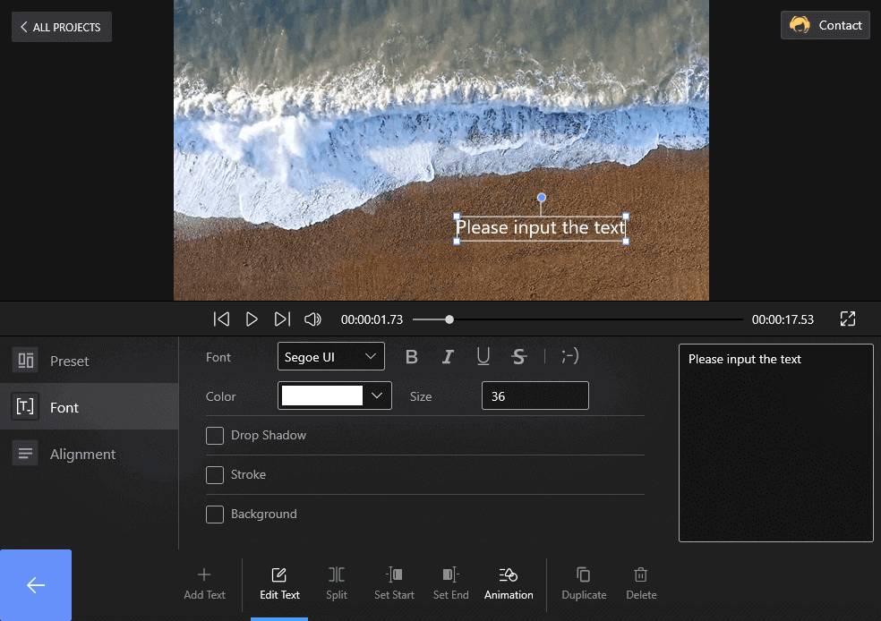 تحرير أو إضافة نص FilmForth