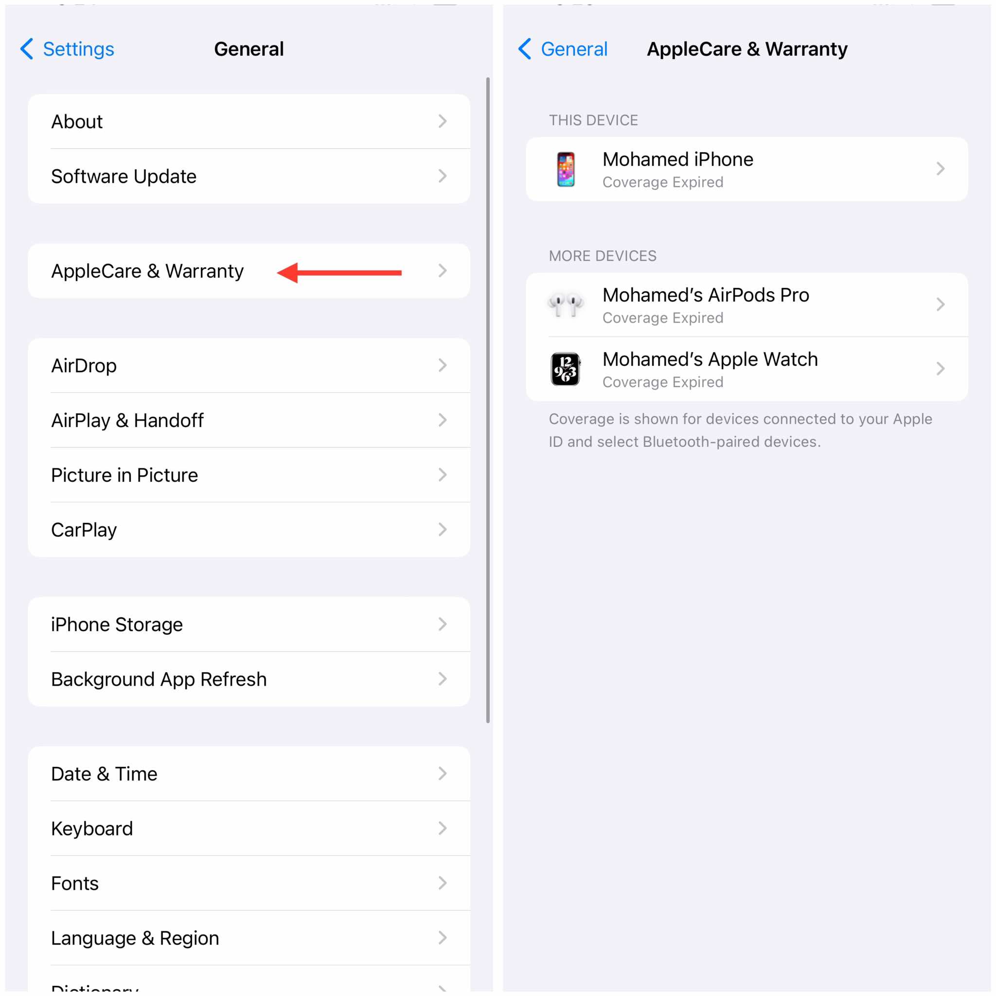معرفة ضمان ايفون وأجهزة آبل الأخرى