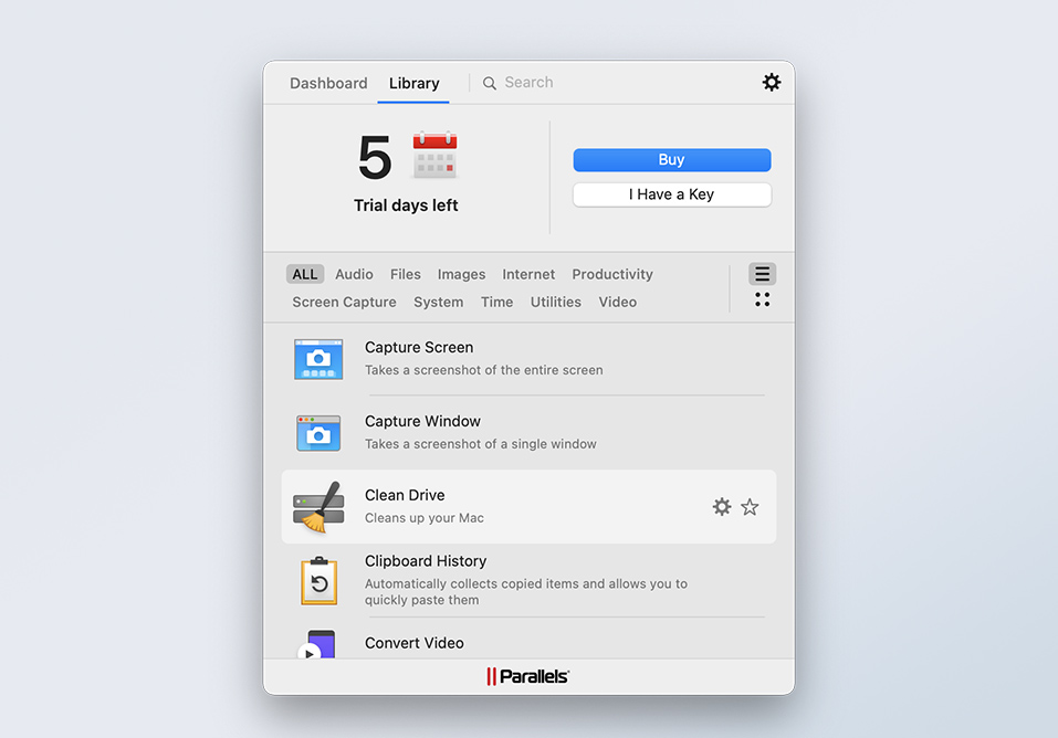 برنامج Parallels Toolbox