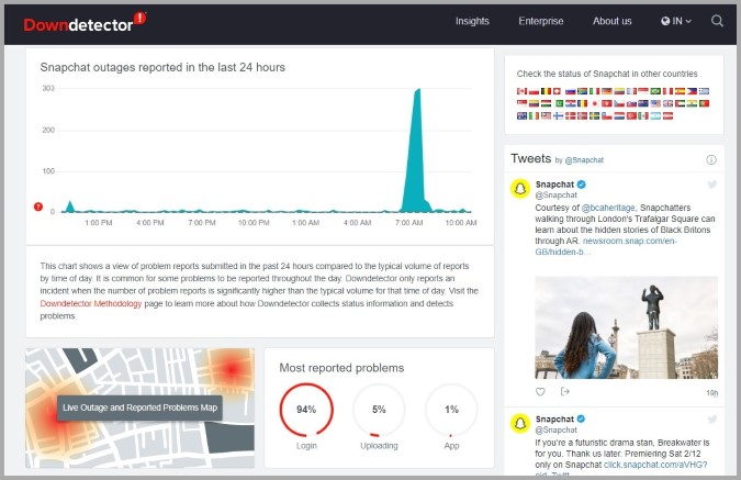 هل هي مشكلة عامة في سناب شات؟