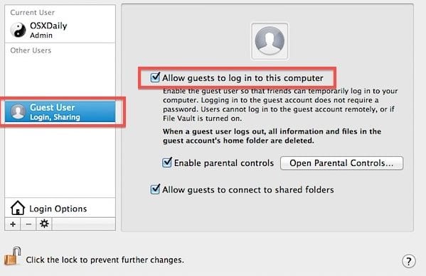 اعدادات مشاركة الملفات في ماك