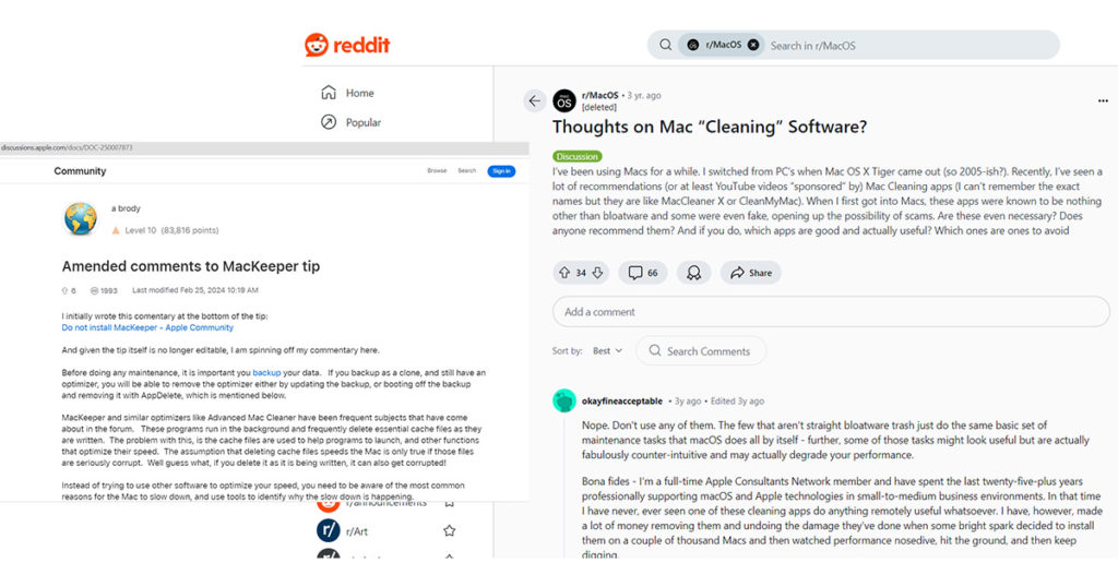 نقاش حول برامج تنظيف الماك