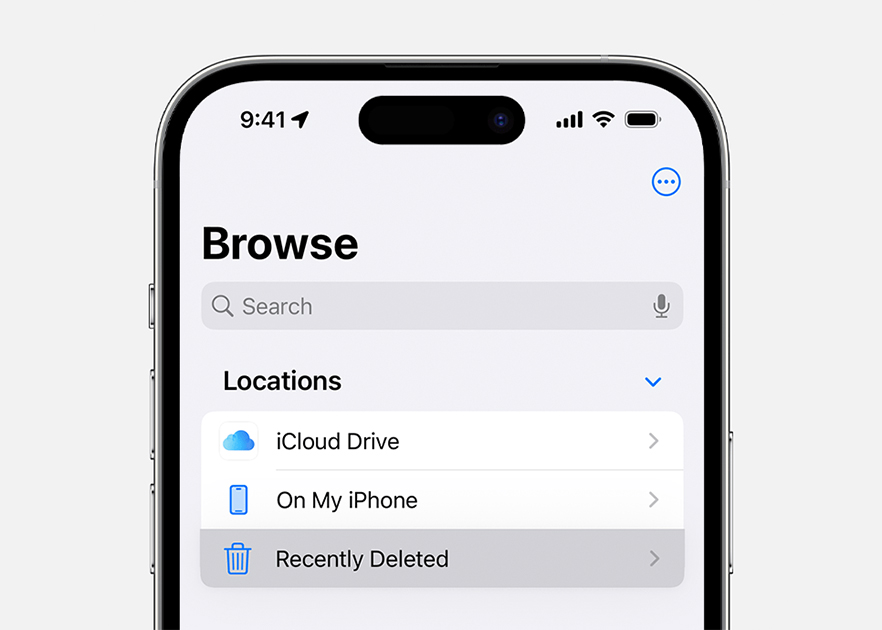 مجلد الملفات المحذوفة مؤخراً ايفون