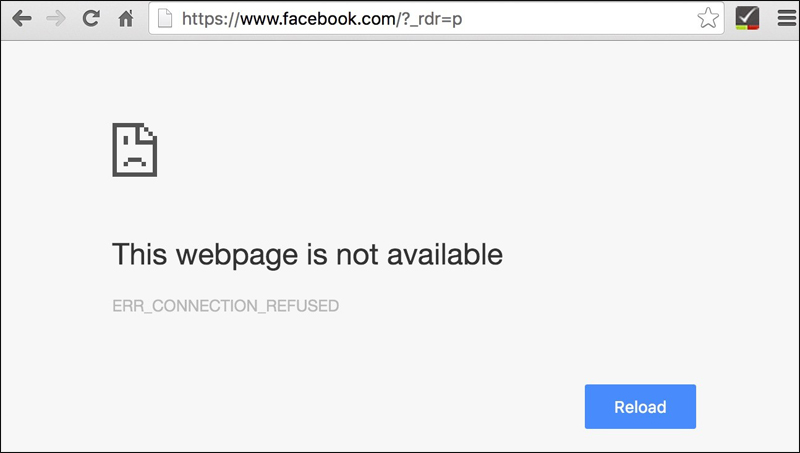 شاشة "صفحة الويب غير متاحة"