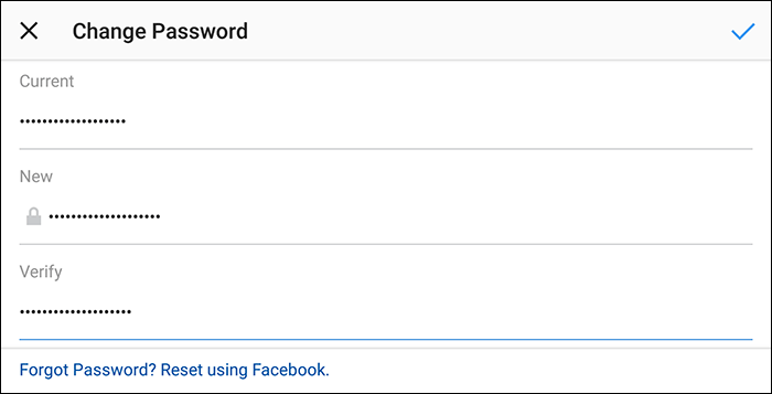 تغيير باسوورد انستقرام