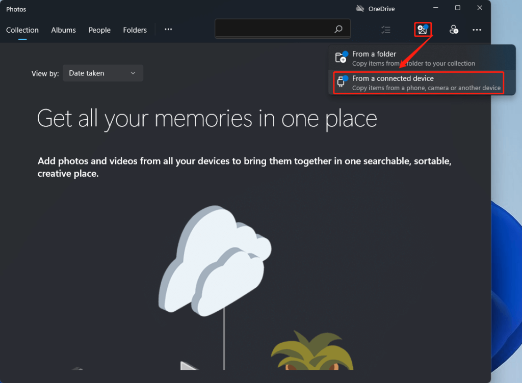 نقل الصور إلى كمبيوتر بواسطة تطبيق صور ويندوز