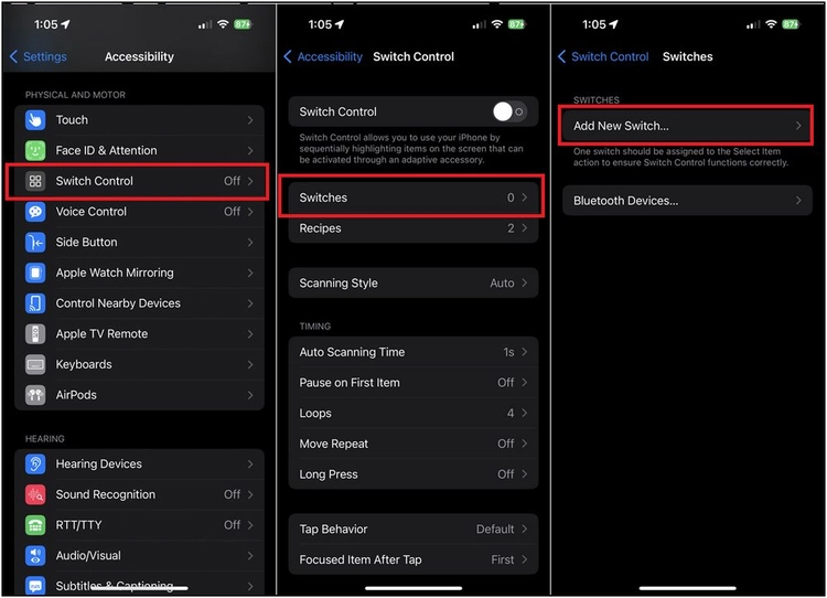 اضافة مفتاح جديد ايفون