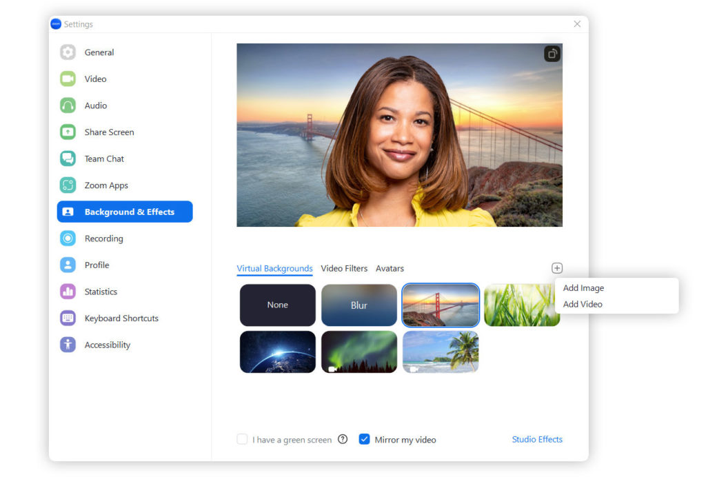 تأثيرات زووم المختلفة للاختيار من بينها
