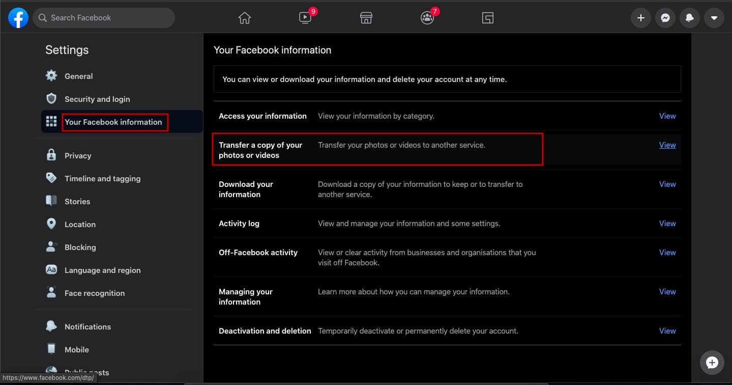 نقل الصور من فيسبوك الى جوجل photos
