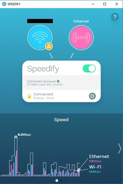 تشغيل الواي فاي مع الداتا speedify-Bonding