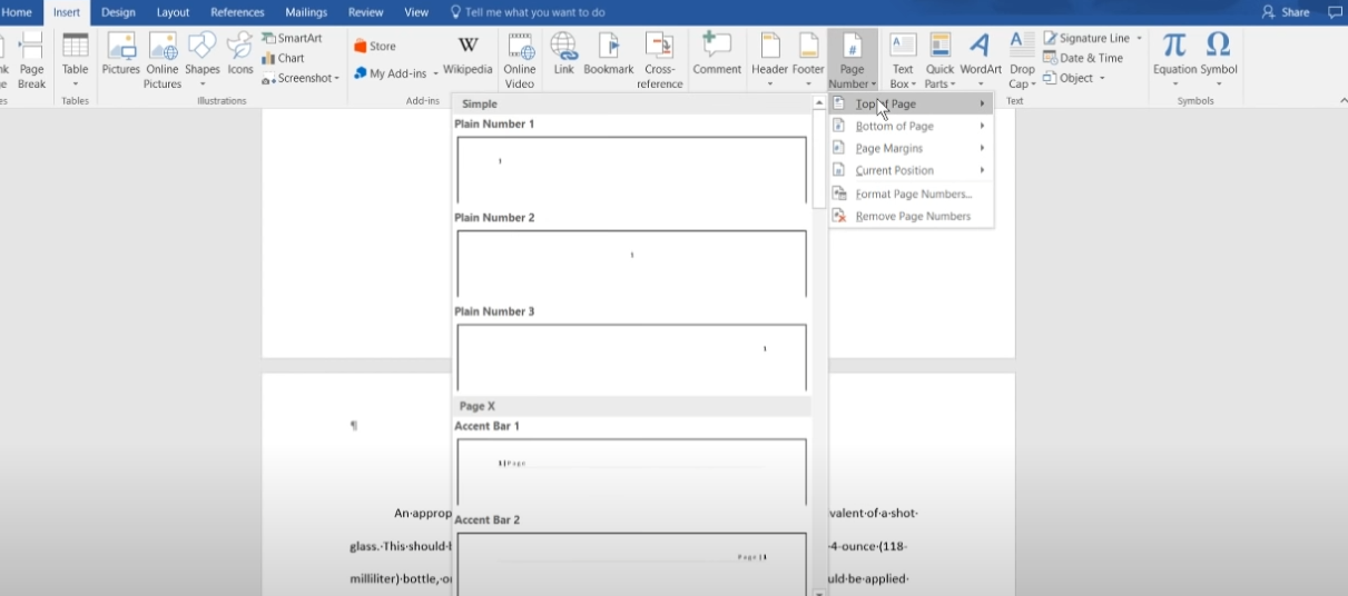 ترقيم الصفحات في الوورد