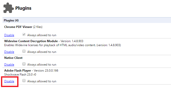 تعطيل الفلاش جوجل كروم 