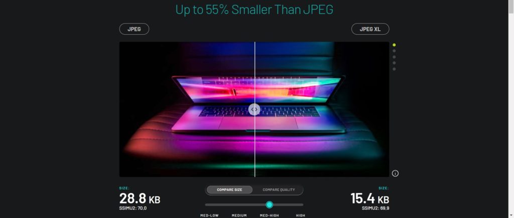 امتداد الصور jpegxl مقارنة مع jpeg