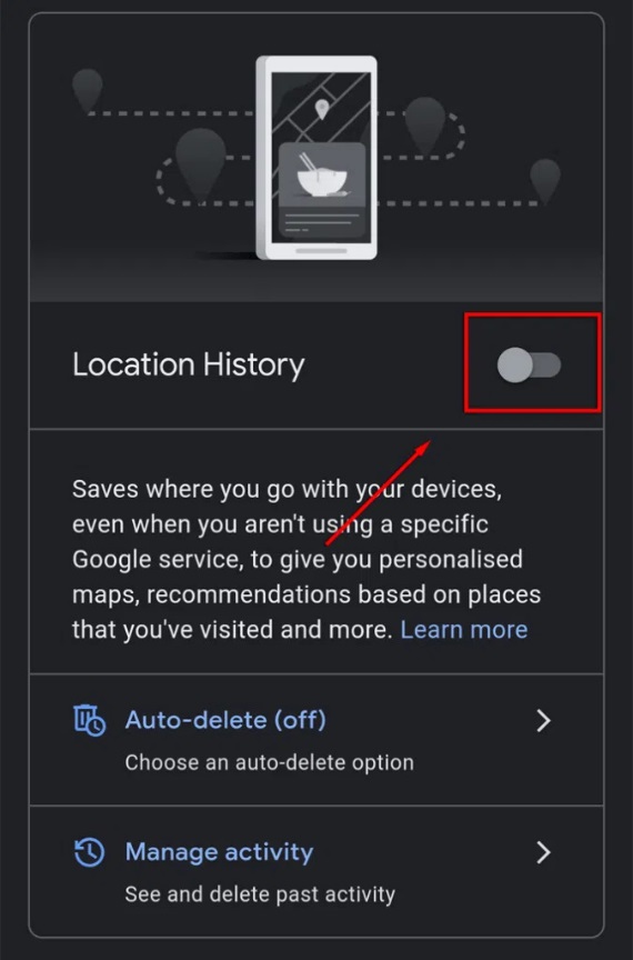 تشغيل سجل المواقع location history android