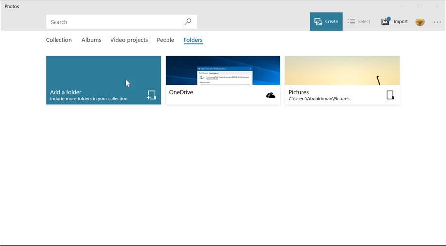 اضافة مجلد إلى تطبيق Photos