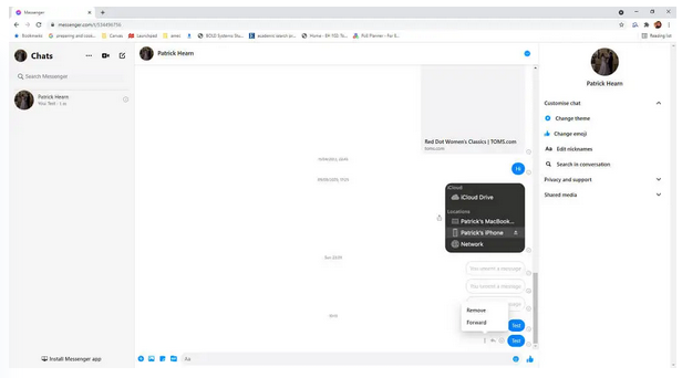 حذف رسالة فيسبوك 1