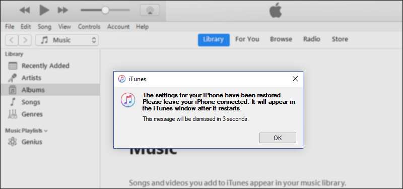 تم إسترجاع إعدادات الآيفون