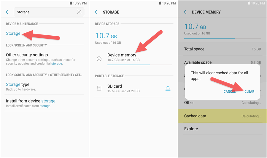 حذف البيانات المؤقتة
