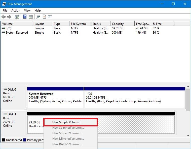 إنشاء وتعريف الهارد ديسك