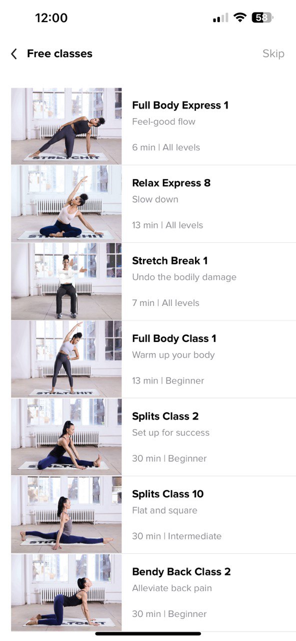 برنامج Stretchit الصحة واللياقة على الآيفون