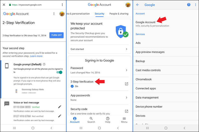 تفعيل المصادقة الثنائية لجوجل