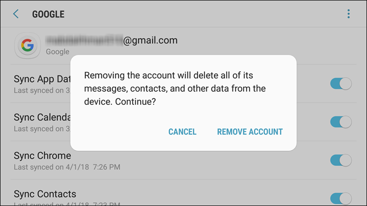 حذف حساب جوجل من الهاتف