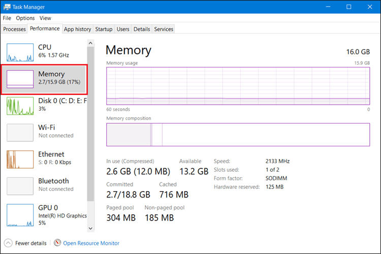 مدير المهام في ويندوز 10