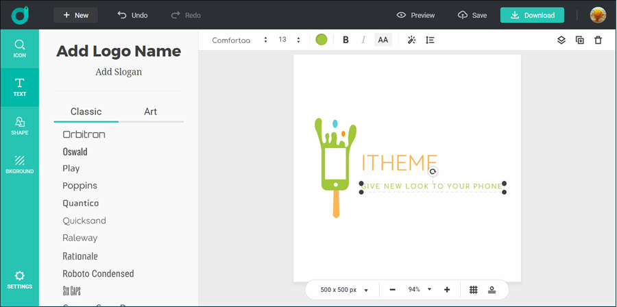 تغيير خط اللوجو فى DesignEvo