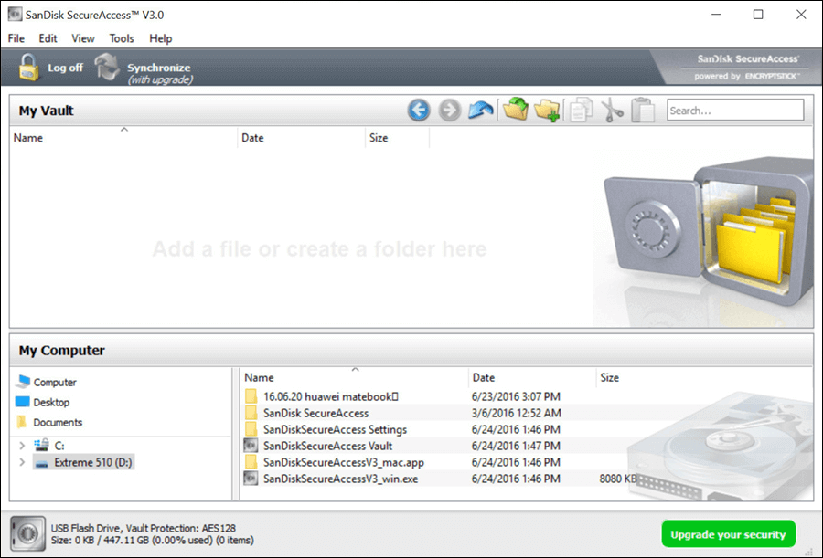 برنامج SanDisk SecureAccess