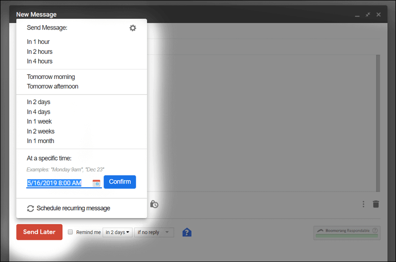 إضافة Boomerang لجدولة الايميل