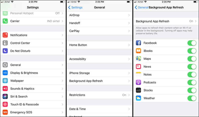 تعطيل تحديث التطبيقات في الخلفية