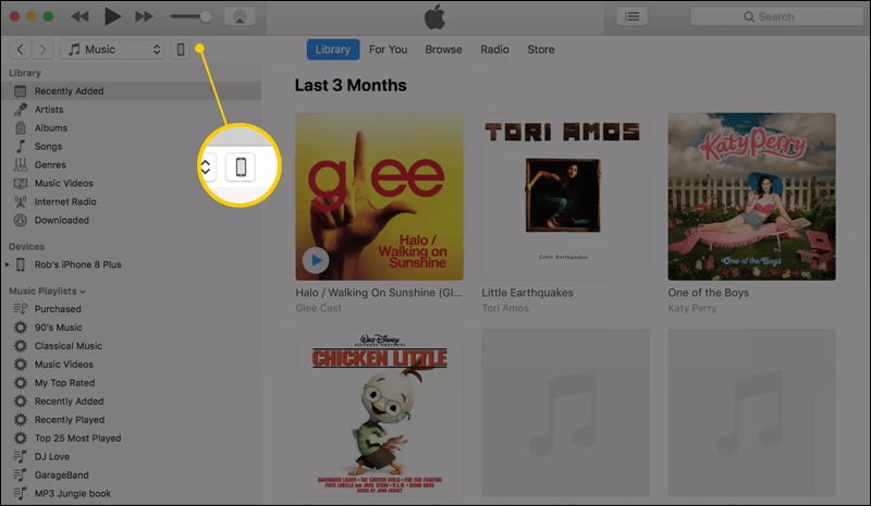 ايقونة الهاتف فى برنامج ايتونز