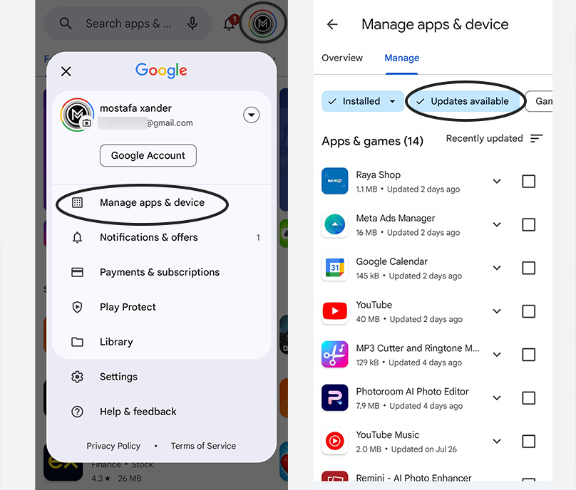 تحديث تطبيقات اندرويد يدوياً