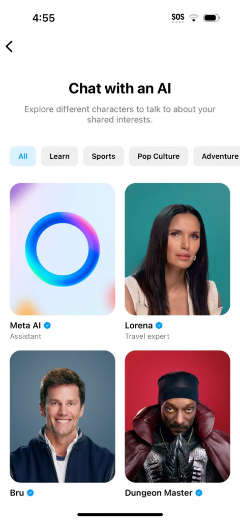 اختيار أحد روبوتات الدردشة انستقرام