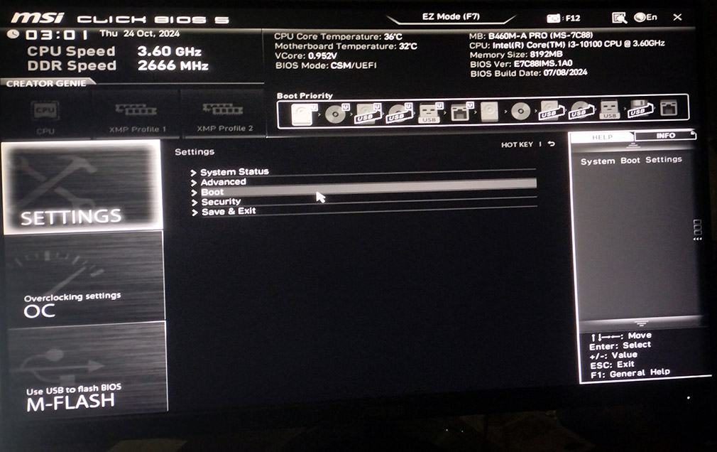 اعدادات الاقلاع boot