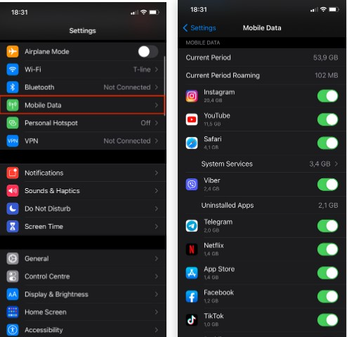 التحقق من استهلاك بيانات الاندرويد