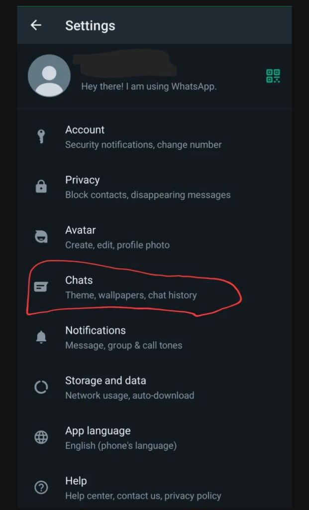 اعدادات chat في واتساب